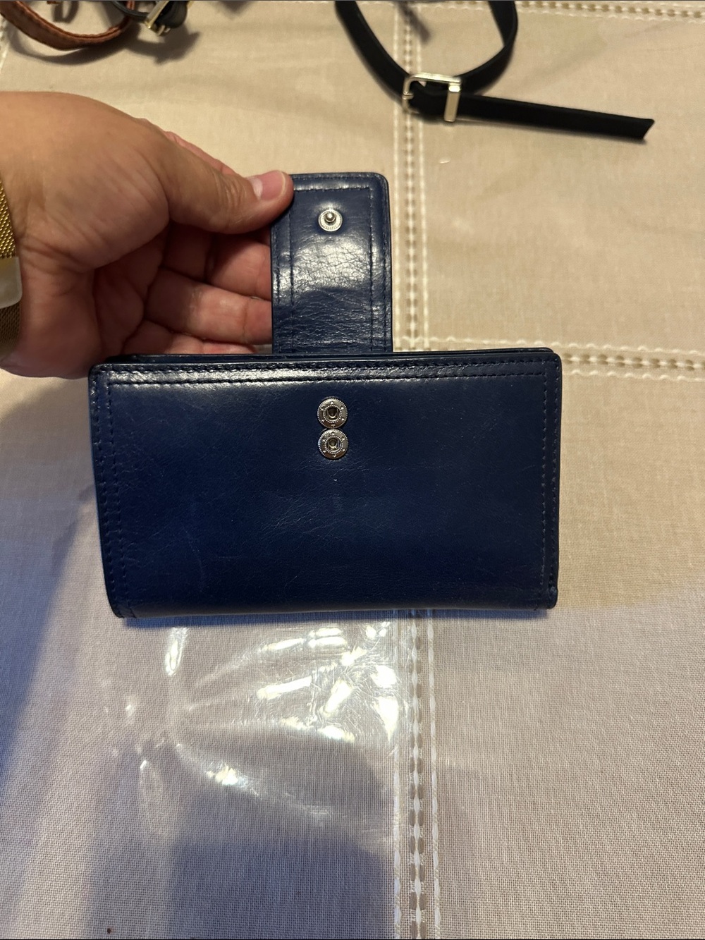 HOBO Navy Leather Wallet with Snap Closure - Picture 2 of 5